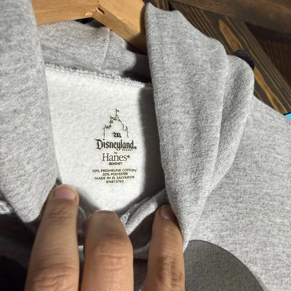 Disneyland Resort Mickey Hoodie Gray Back Graphic Size 2XL Hanes